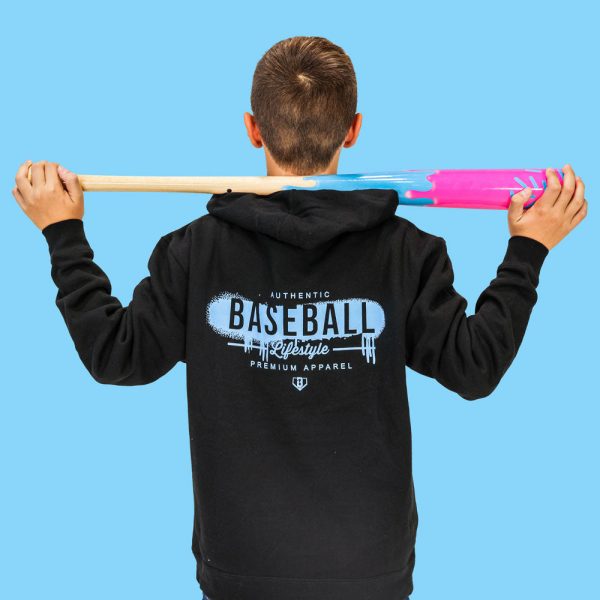 Vandal Youth Hoodie - Black/Light Blue - Image 4