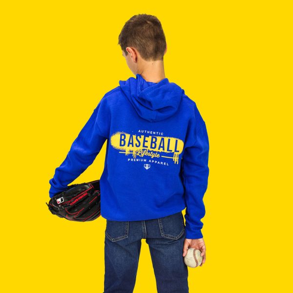 Vandal Youth Hoodie - Blue/Yellow/White - Image 4