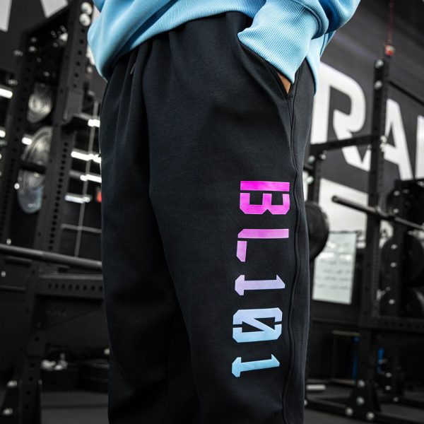 Diamond Relaxed Fit Youth Joggers - Black/Cotton Candy - Image 2