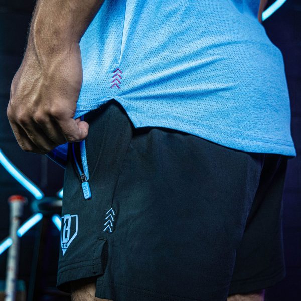 Pro Series Youth Shorts V2 - Black/Light Blue - Image 5