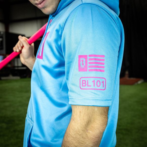 BSBL-SZN Youth Short Sleeve Hoodie V2 Cotton Candy Blue - Image 4