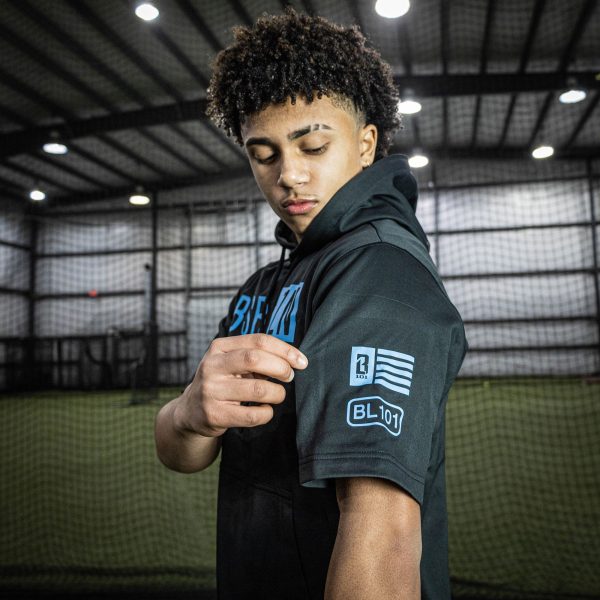 BSBL-SZN Short Sleeve Hoodie V2 Black/Light Blue - Image 4