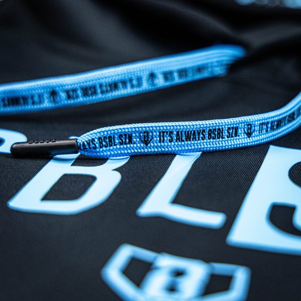 BSBL-SZN Short Sleeve Hoodie V3 Black/Light Blue - Image 4