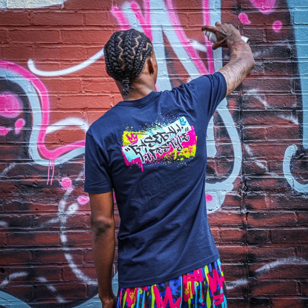 Graffiti Crown Tee - Navy - Image 5