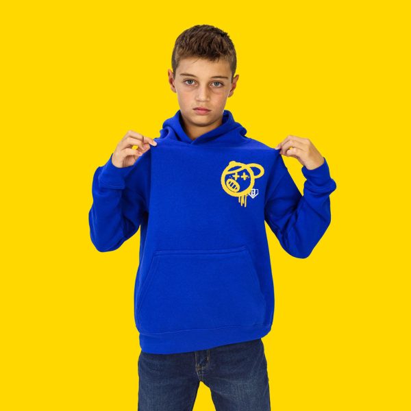 Vandal Youth Hoodie - Blue/Yellow/White - Image 3