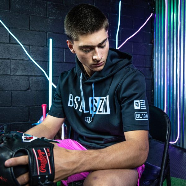 BSBL-SZN Short Sleeve Hoodie V3 Black/Light Blue - Image 9