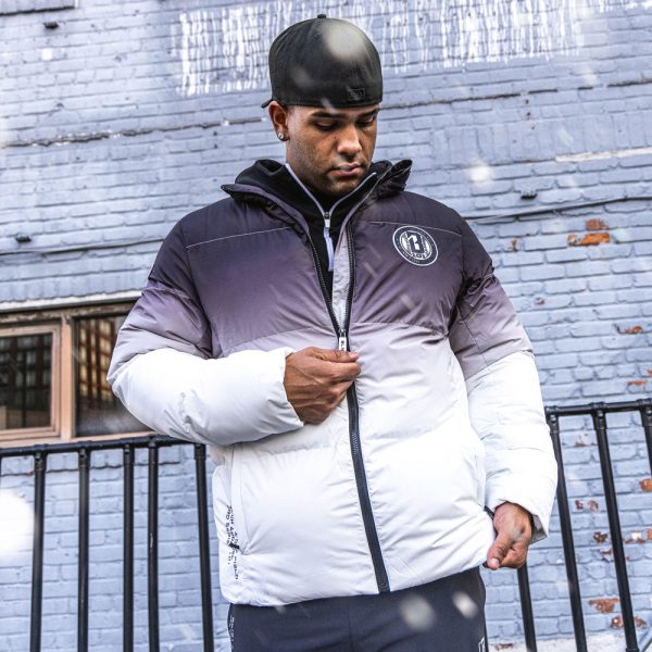 Gradient Full Zip Puffer Jacket - Black/White - Image 2