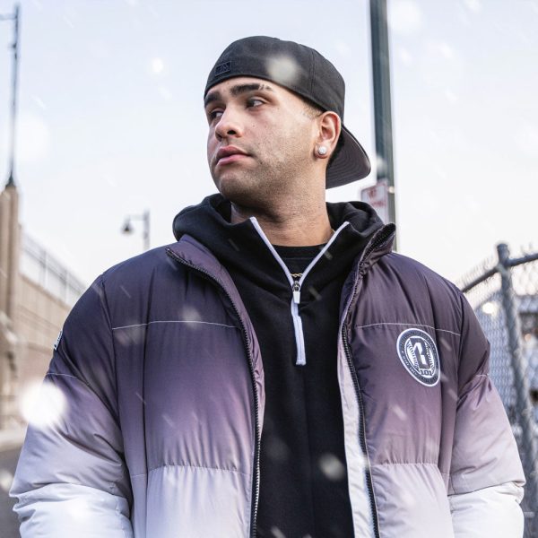 Gradient Full Zip Puffer Jacket - Black/White - Image 4