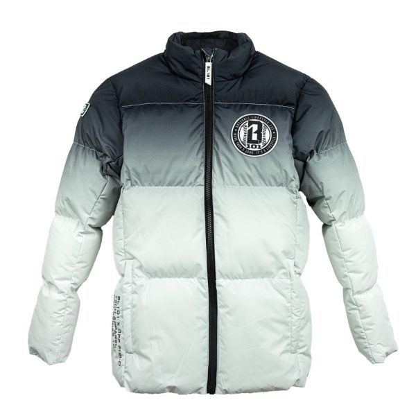 Gradient Full Zip Puffer Youth Jacket - Black/White