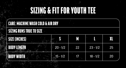 Youth Tee Size Chart