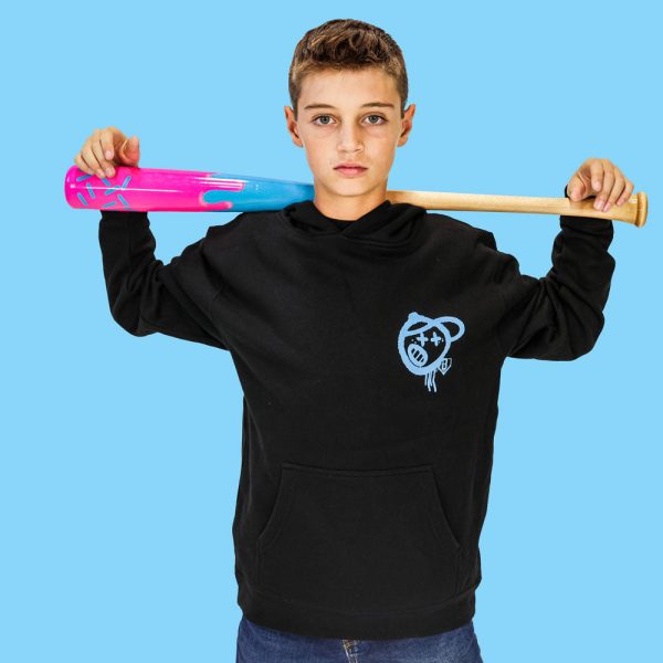 Vandal Youth Hoodie - Black/Light Blue - Image 3