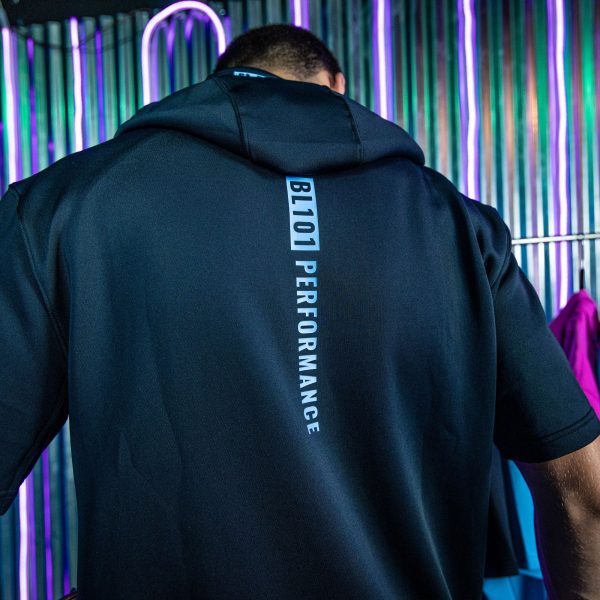 BSBL-SZN Short Sleeve Hoodie V3 Black/Light Blue - Image 5