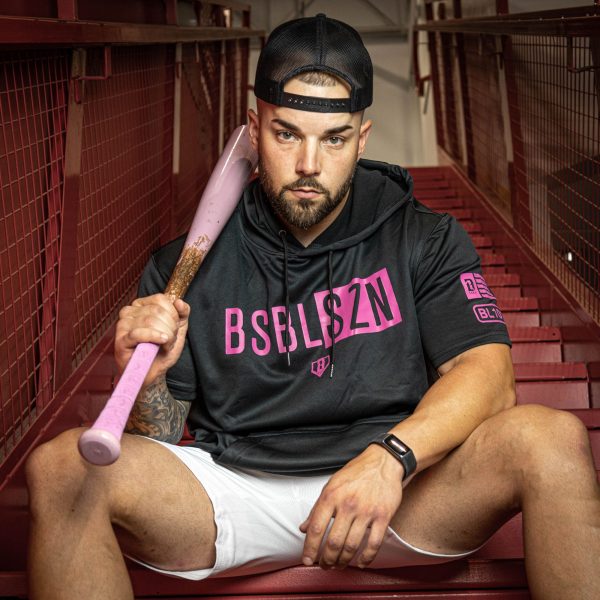 BSBL-SZN Short Sleeve Hoodie V2 Black/Pink - Image 3