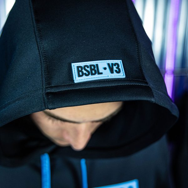 BSBL-SZN Short Sleeve Hoodie V3 Black/Light Blue - Image 8