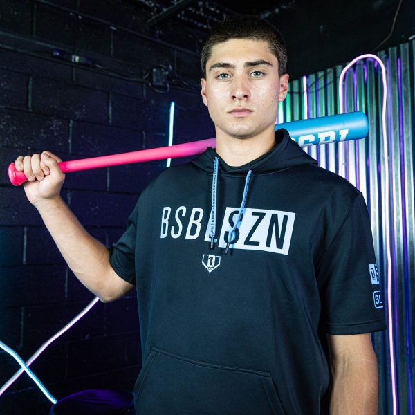 BSBL-SZN Short Sleeve Hoodie V3 Black/Light Blue - Image 3