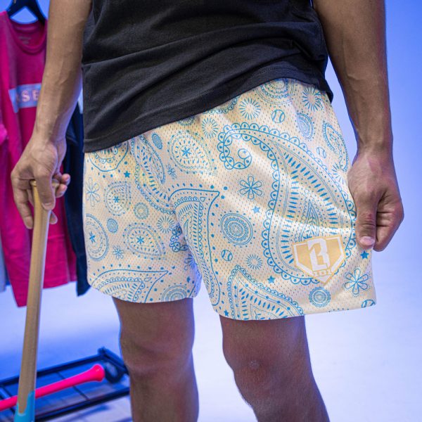 Paisley Youth Shorts - Bone/Light Blue - Image 2