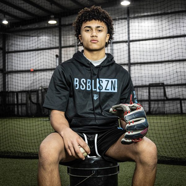 BSBL-SZN Short Sleeve Hoodie V2 Black/Light Blue - Image 3